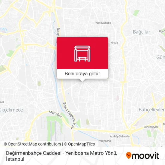 Değirmenbahçe Caddesi - Yenibosna Metro Yönü harita