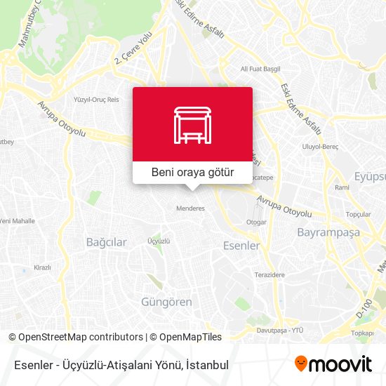 Esenler - Üçyüzlü-Atişalani Yönü harita