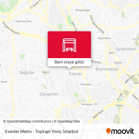 Esenler Metro - Topkapi Yönü harita