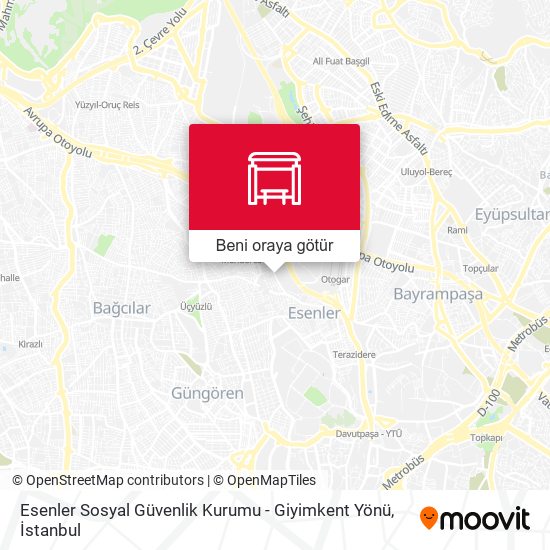 Esenler Sosyal Güvenlik Kurumu - Giyimkent Yönü harita