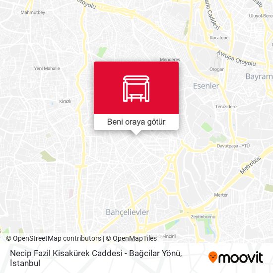 Necip Fazil Kisakürek Caddesi - Bağcilar Yönü harita