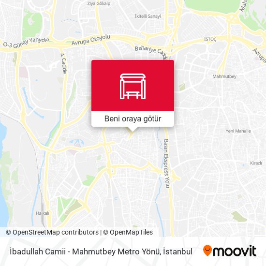 İbadullah Camii - Mahmutbey Metro Yönü harita