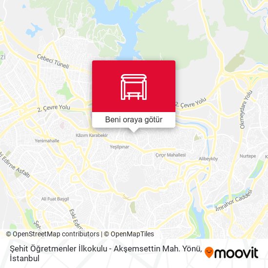 Şehit Öğretmenler İlkokulu - Akşemsettin Mah. Yönü harita