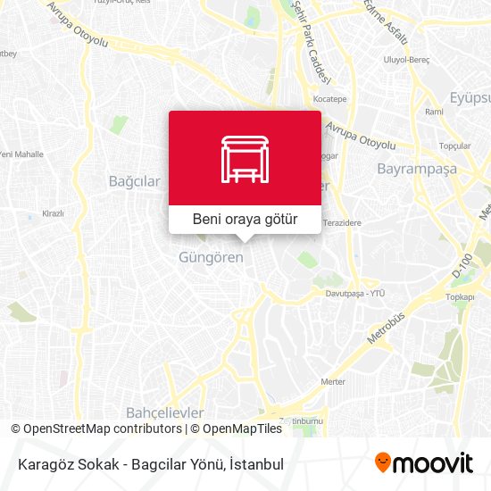Karagöz Sokak - Bagcilar Yönü harita