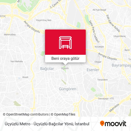 Üçyüzlü Metro - Üçyüzlü-Bağcilar Yönü harita