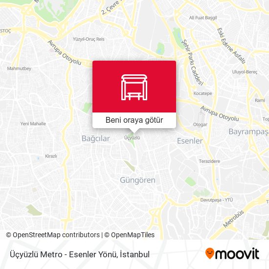 Üçyüzlü Metro - Esenler Yönü harita