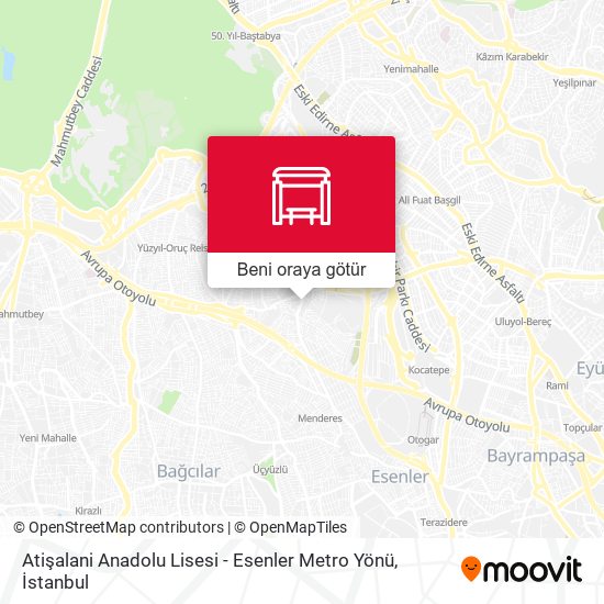Atişalani Anadolu Lisesi - Esenler Metro Yönü harita