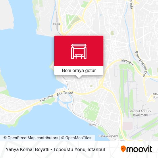 Yahya Kemal Beyatlı - Tepeüstü Yönü harita
