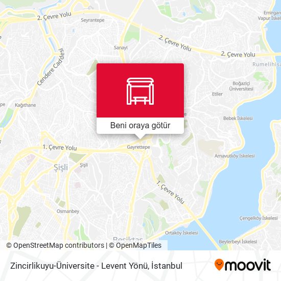 Zincirlikuyu-Üniversite - Levent Yönü harita