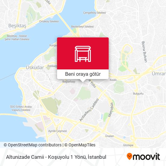 Altunizade Camii - Koşuyolu 1 Yönü harita