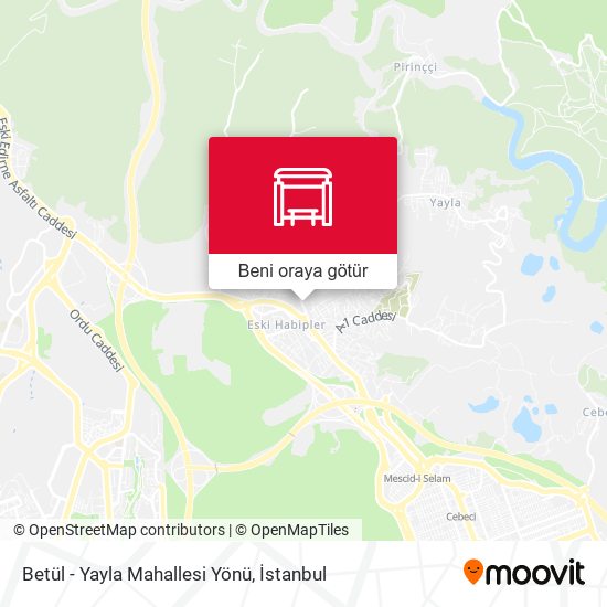 Betül - Yayla Mahallesi Yönü harita