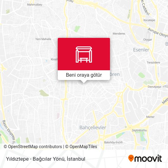 Yıldıztepe - Bağcılar Yönü harita