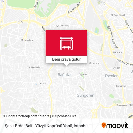 Şehit Erdal Bali - Yüzyil Köprüsü Yönü harita
