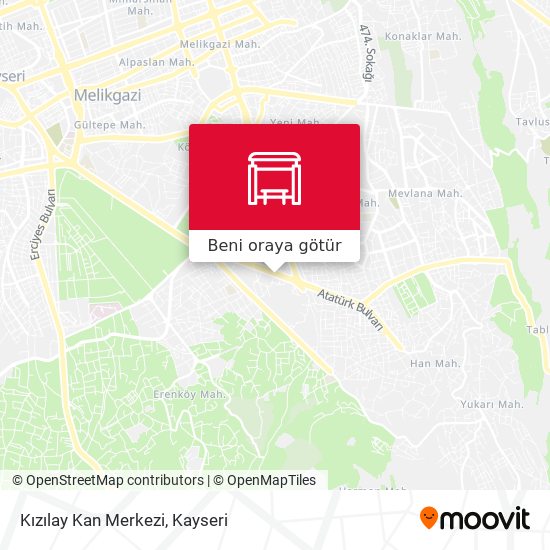 kizilay kan merkezi melikgazi nerede otobus veya tramvay ile nasil gidilir