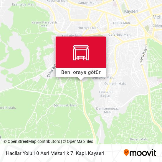 Hacilar Yolu 10 Asri Mezarlik 7. Kapi harita