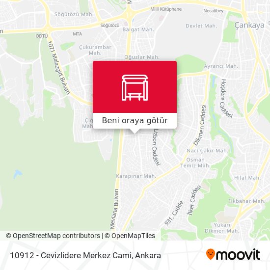 10912 - Cevizlidere Merkez Cami harita