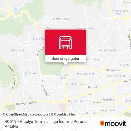 40519 - Antalya Terminali İlçe İndirme Peronu harita