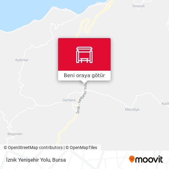 İznik Yenişehir Yolu harita
