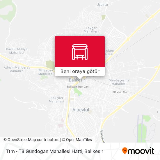 Ttm - T8 Gündoğan Mahallesi Hatti harita