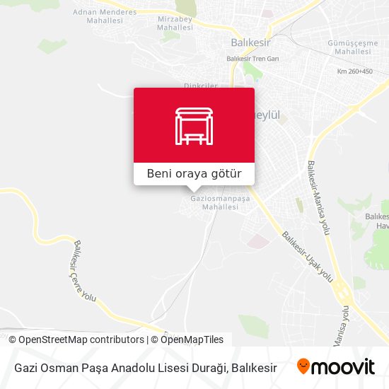 Gazi Osman Paşa Anadolu Lisesi Duraği harita
