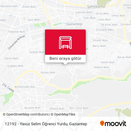 12192 - Yavuz Selim Öğrenci Yurdu harita