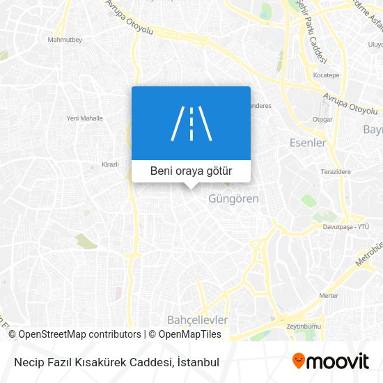 Necip Fazıl Kısakürek Caddesi harita