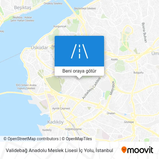 Validebağ Anadolu Meslek Lisesi İç Yolu harita