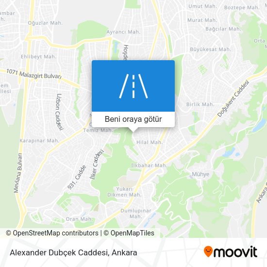 Alexander Dubçek Caddesi harita