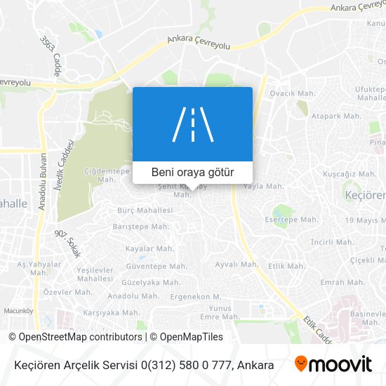 Keçiören Arçelik Servisi 0(312) 580 0 777 harita