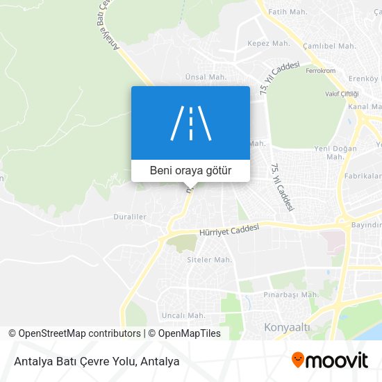Antalya Batı Çevre Yolu harita