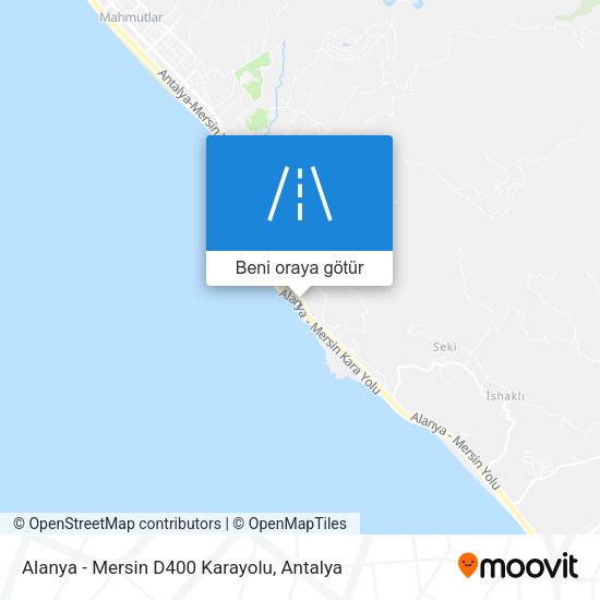 Alanya - Mersin D400 Karayolu harita