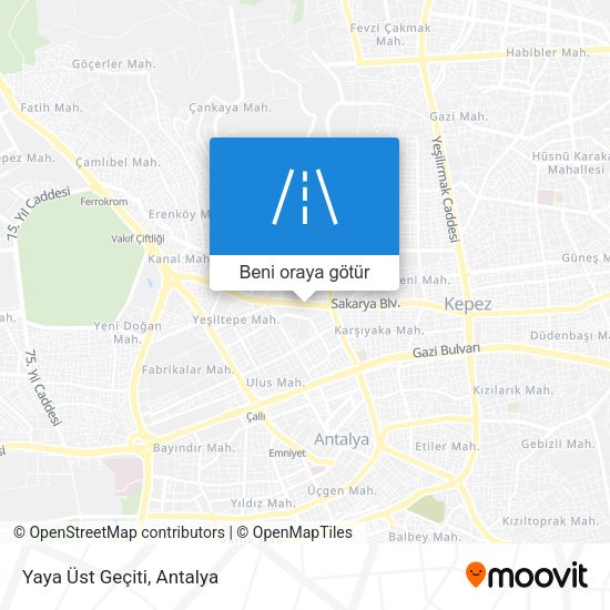 Yaya Üst Geçiti harita
