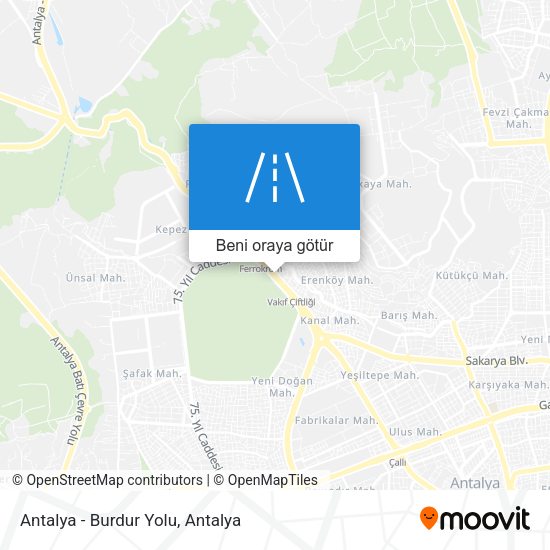 Antalya - Burdur Yolu harita