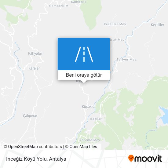 Inceğiz Köyü Yolu harita
