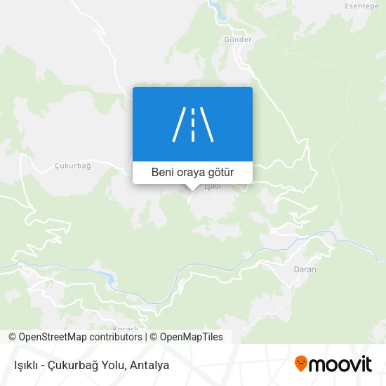 Işıklı - Çukurbağ Yolu harita