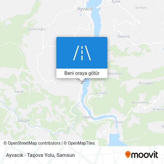 Ayvacık - Taşova Yolu harita