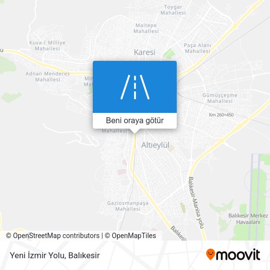 Yeni İzmir Yolu harita