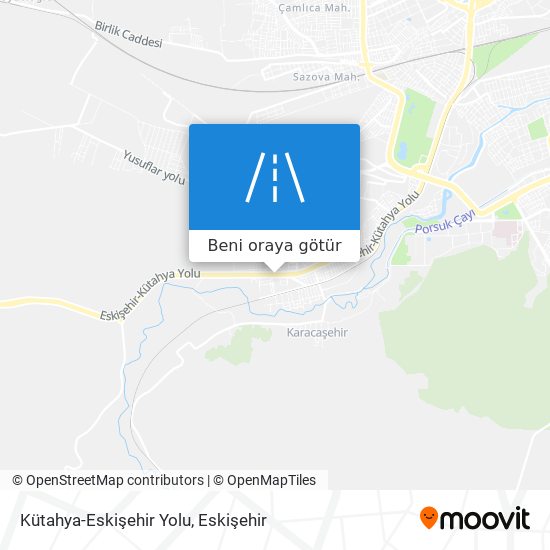 Kütahya-Eskişehir Yolu harita