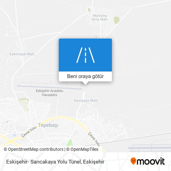 Eskişehir- Sarıcakaya Yolu Tünel harita