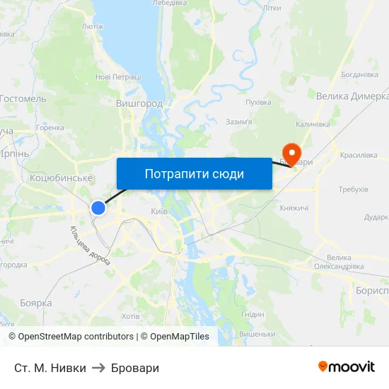 Ст. М. Нивки to Бровари map