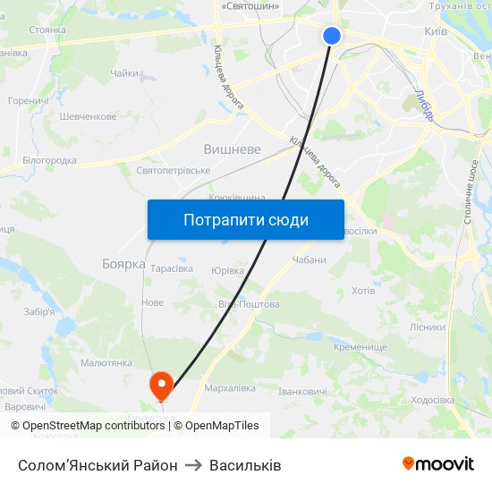 Солом’Янський Район to Васильків map