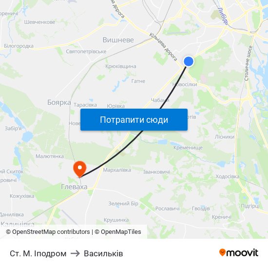 Ст. М. Іподром to Васильків map