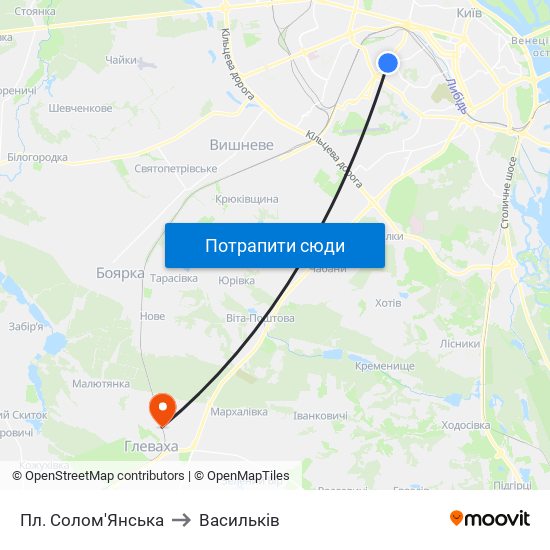 Пл. Солом'Янська to Васильків map