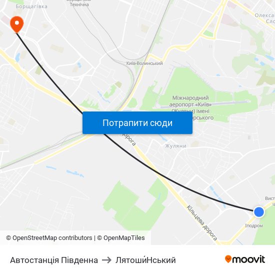 Автостанція Південна to Лятоши́Нський map