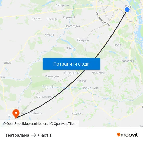 Театральна to Фастів map