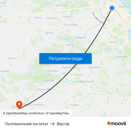 Політехнічний Інститут to Фастів map