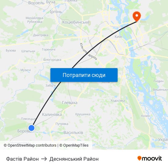 Фастів Район to Деснянський Район map