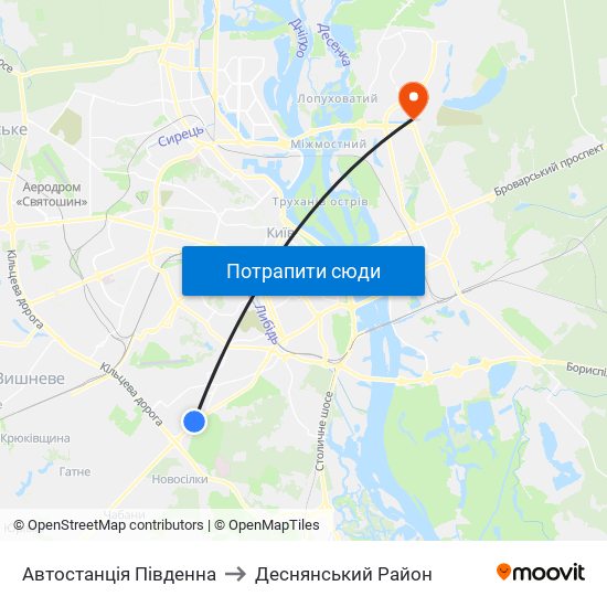 Автостанція Південна to Деснянський Район map