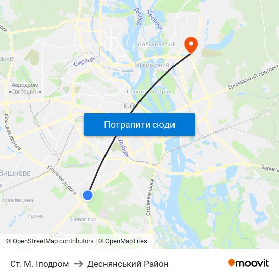 Ст. М. Іподром to Деснянський Район map