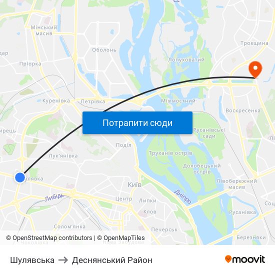 Шулявська to Деснянський Район map